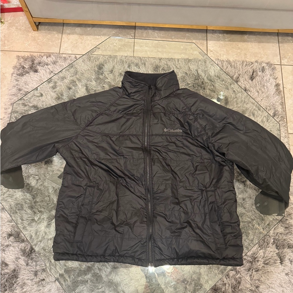 Size XXL  Columbia Jacket Men Black Embroidered Titanium Puffer  Hiking Outdoor